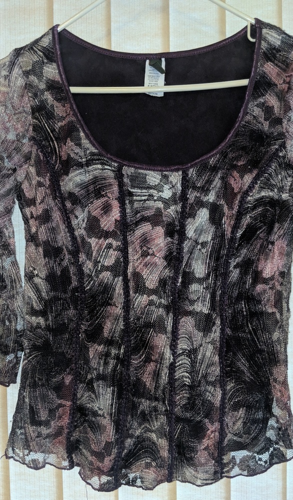 Dress blouse with sheer sleeves
